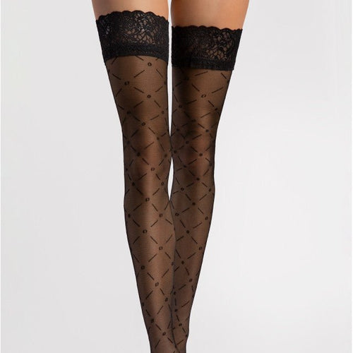 Fiore Enchanté 20 den – Elegant Hold-Ups with Geometric Pattern - Velvet Touch Tights