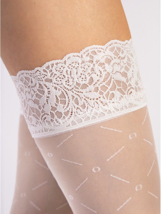 Fiore Enchanté 20 den – Elegant Hold-Ups with Geometric Pattern - Velvet Touch Tights