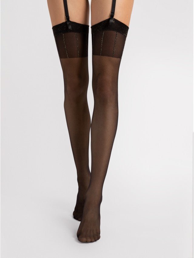 Fiore Hypnose 20 Den Stockings – Gold Lurex Top & Sheer Elegance - Velvet Touch Tights