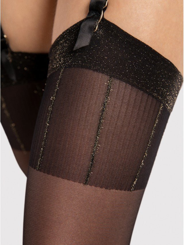 Fiore Hypnose 20 Den Stockings – Gold Lurex Top & Sheer Elegance - Velvet Touch Tights