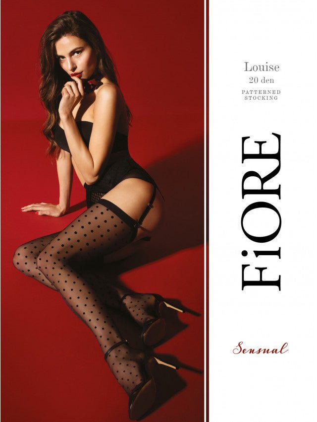 Fiore Louise 20 Den Stockings – Sheer Dot Pattern, Belt‑Style Elegance - Velvet Touch Tights