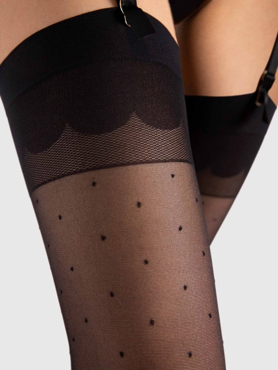 Fiore Marion 20 Den Stockings – Sheer Dot Pattern, Silky Touch - Velvet Touch Tights