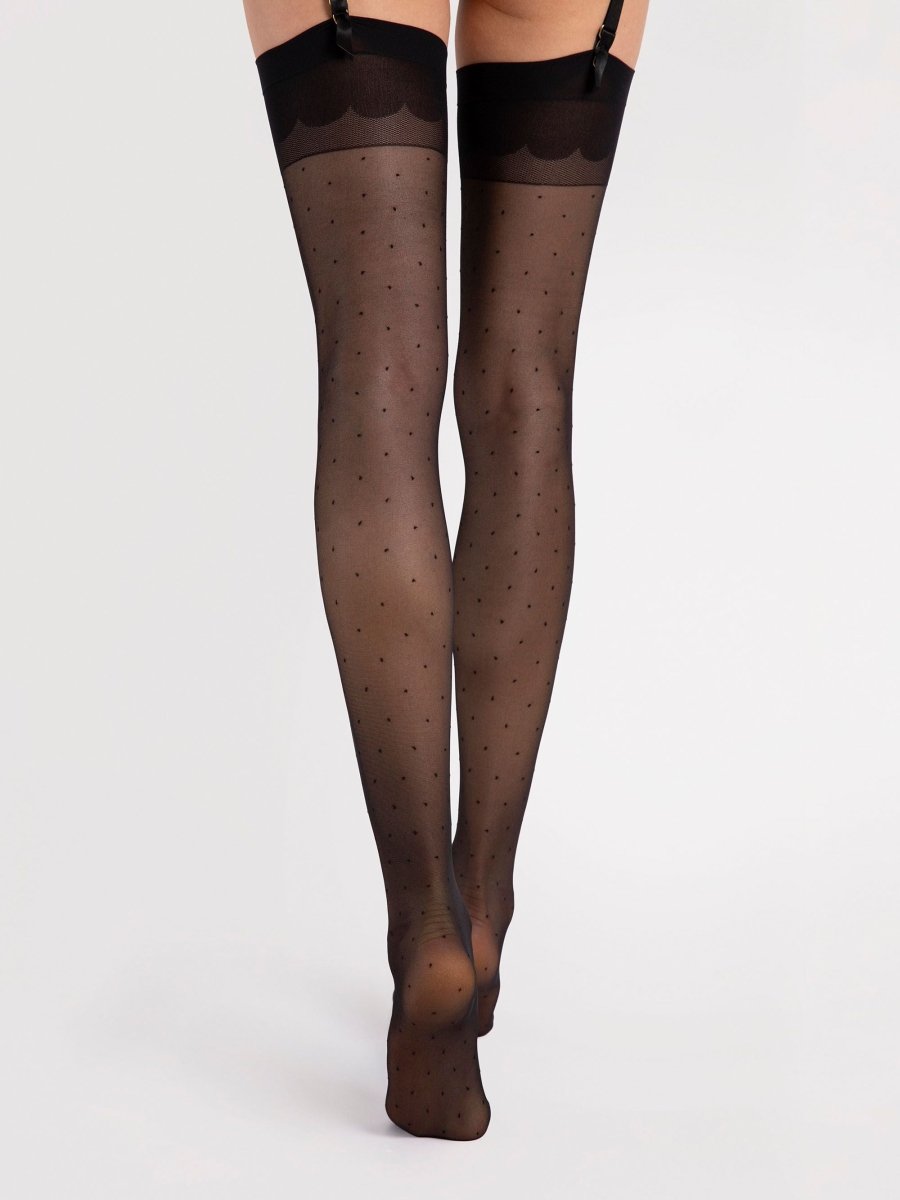 Fiore Marion 20 Den Stockings – Sheer Dot Pattern, Silky Touch - Velvet Touch Tights