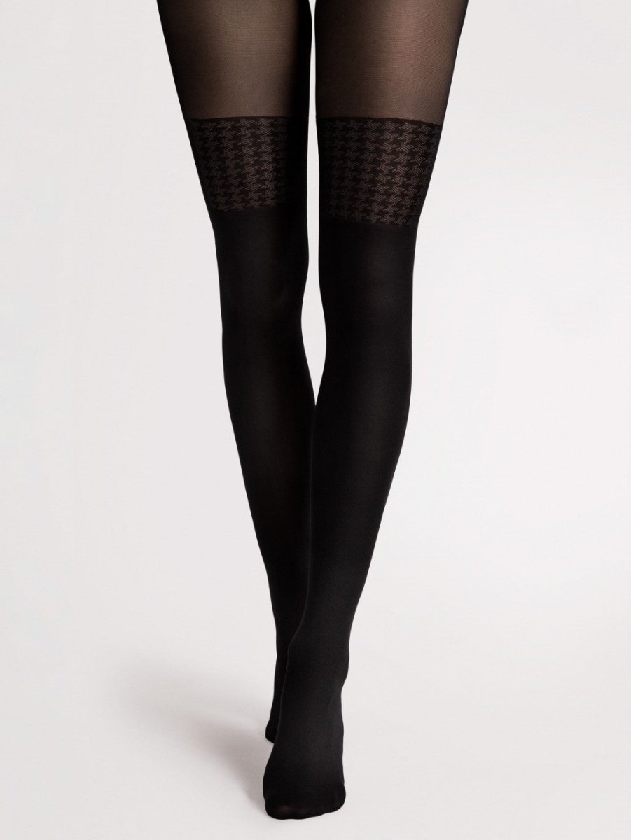 Fiore Pepita 40 Den – Microfibre Tights with Houndstooth Ornament - Velvet Touch Tights