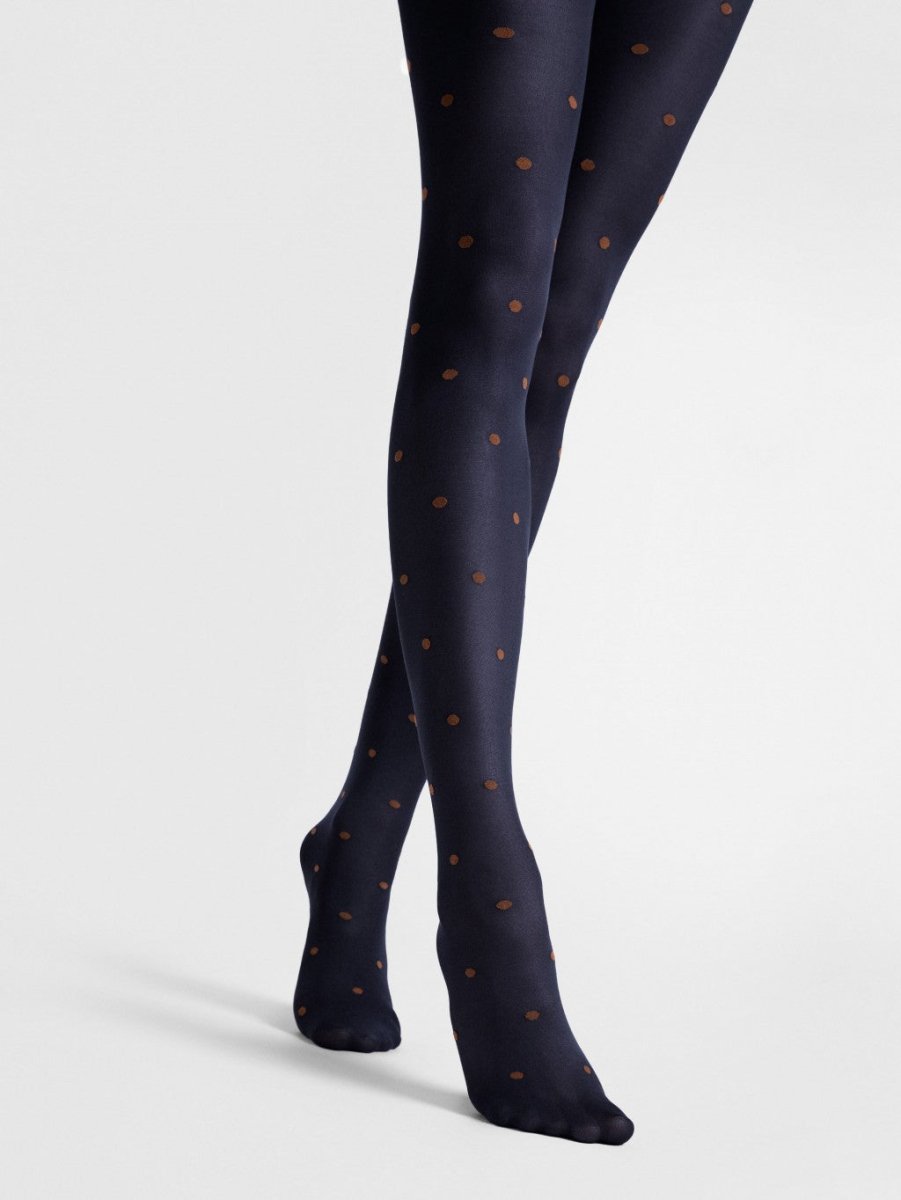 Fiore Praline 40 Den – Microfibre Tights with Chocolate Dot Pattern - Velvet Touch Tights