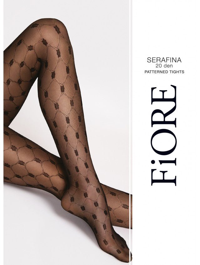 Fiore Serafina 20 Den Tights – Geometric Pattern, Semi‑Sheer Elegance - Velvet Touch Tights