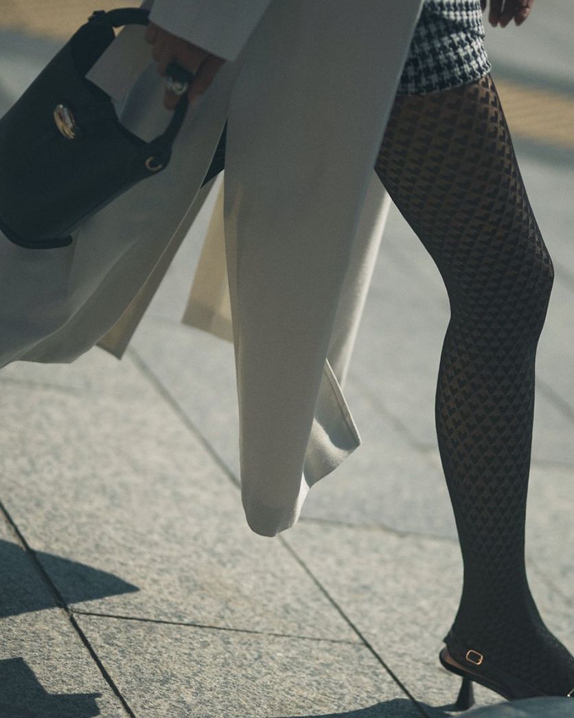 Gabriella Cherie 60 Den Tights with Romantic Heart Pattern - Velvet Touch Tights