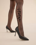 Gabriella Jasmine 20 Den Tights – Sheer Floral Pattern on Calf - Velvet Touch Tights