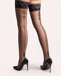 Gabriella Lana 20 Den Hold‑Up Stockings – Back Seam & Floral Lace - Velvet Touch Tights