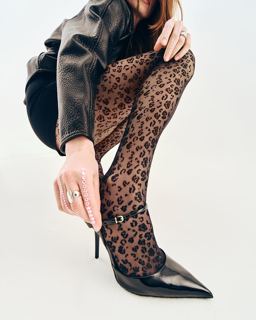 Gabriella Leonia 20 Den Patterned Tights – Chic Leopard Print - Velvet Touch Tights
