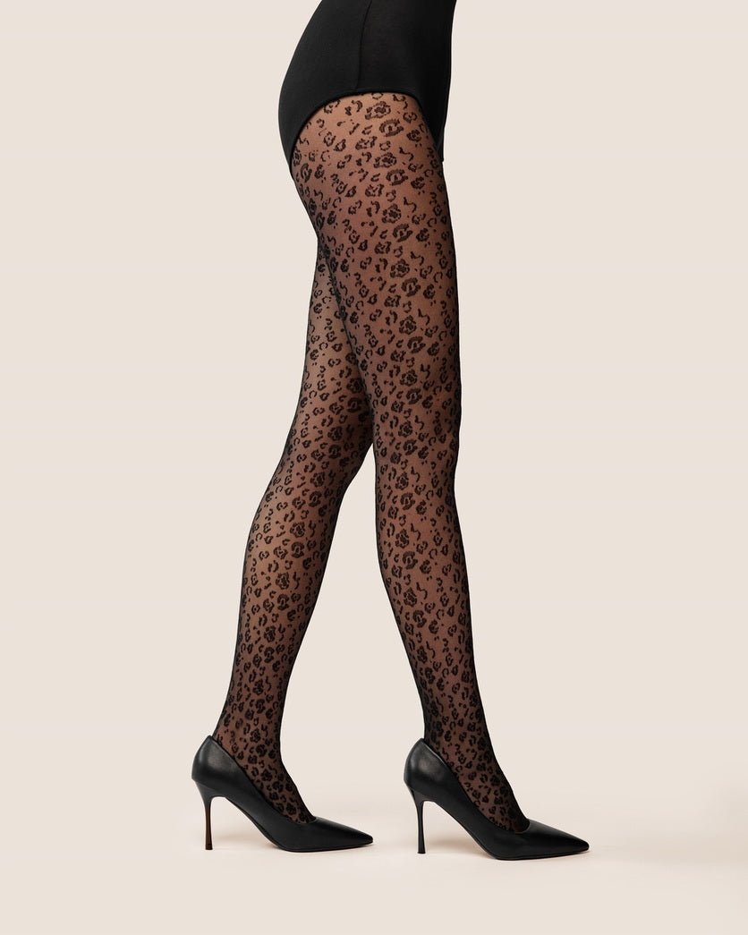Gabriella Leonia 20 Den Patterned Tights – Chic Leopard Print - Velvet Touch Tights