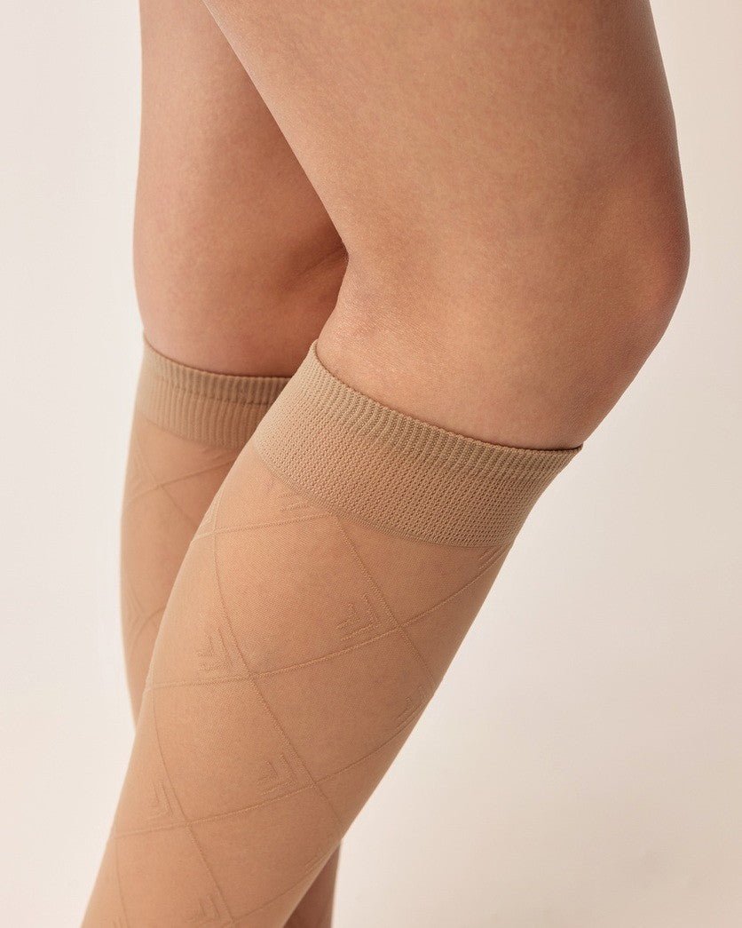 Gabriella Rima 20 Den – Geometric Patterned Knee‑Highs - Velvet Touch Tights