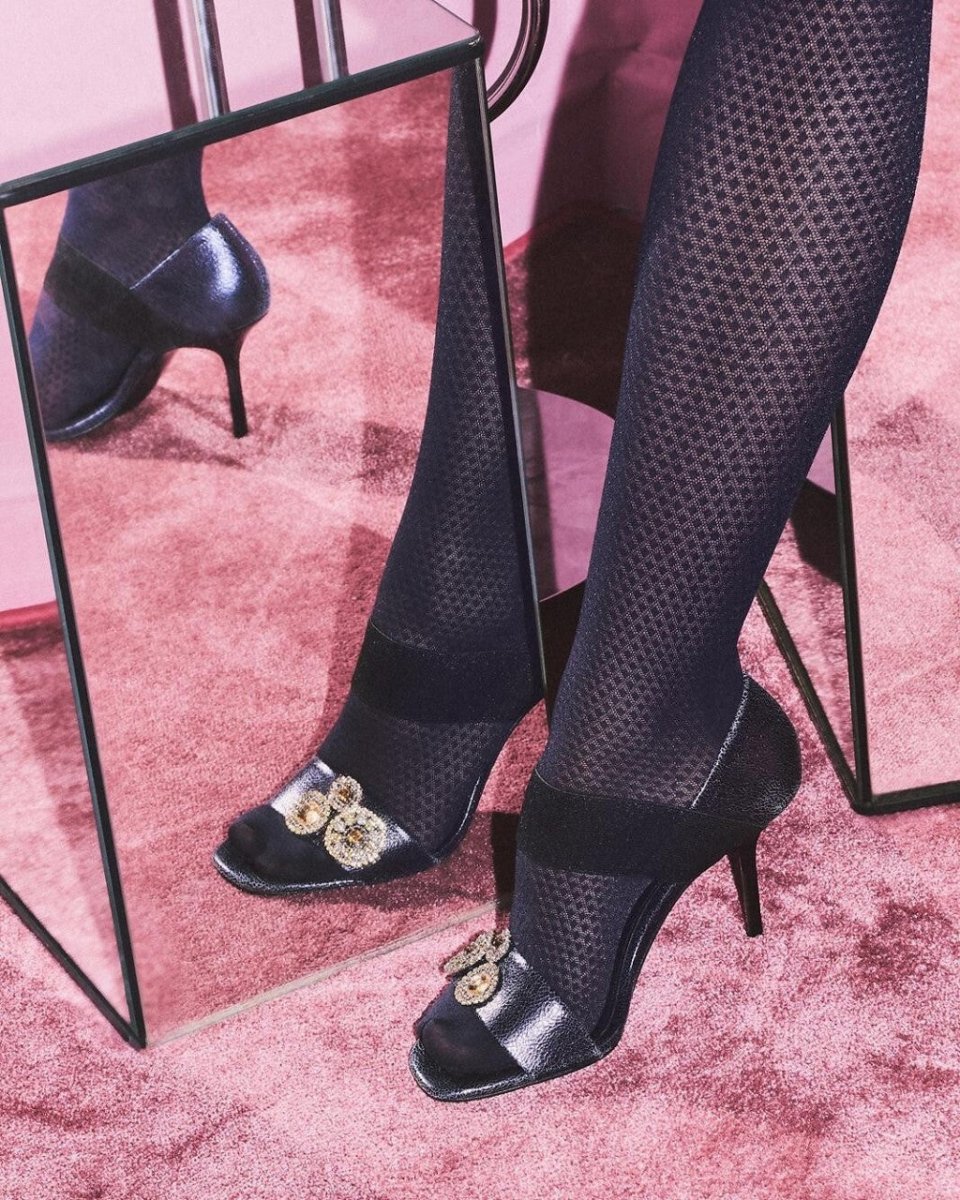 Gabriella Tessia 60 Den – Geometric Microfibre Patterned Tights - Velvet Touch Tights