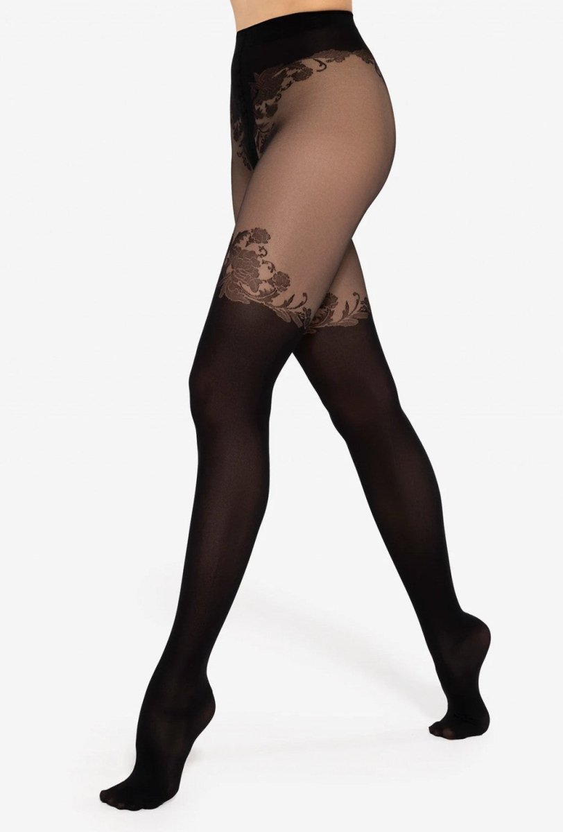 Gatta Trendy Blush No.02 20/40 Den – Floral Mock‑Stocking Tights - Velvet Touch Tights