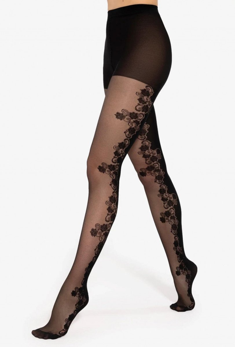 Gatta Trendy Floral No.03 50 Den – Floral Lace Pattern Tights - Velvet Touch Tights