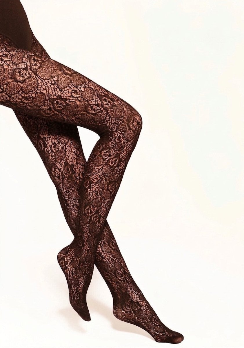 Gatta Trendy Yasmine No.11 – Floral Openwork Lace Tights - Velvet Touch Tights