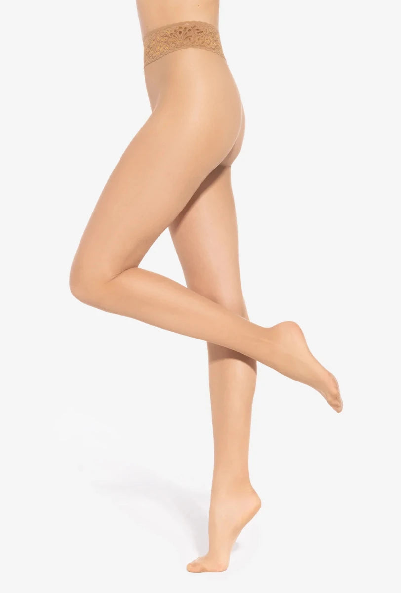 Gatta Softi-Comfi 30 Den Tights – Elegant Lace Waistband & Satin Finish - Velvet Touch Tights