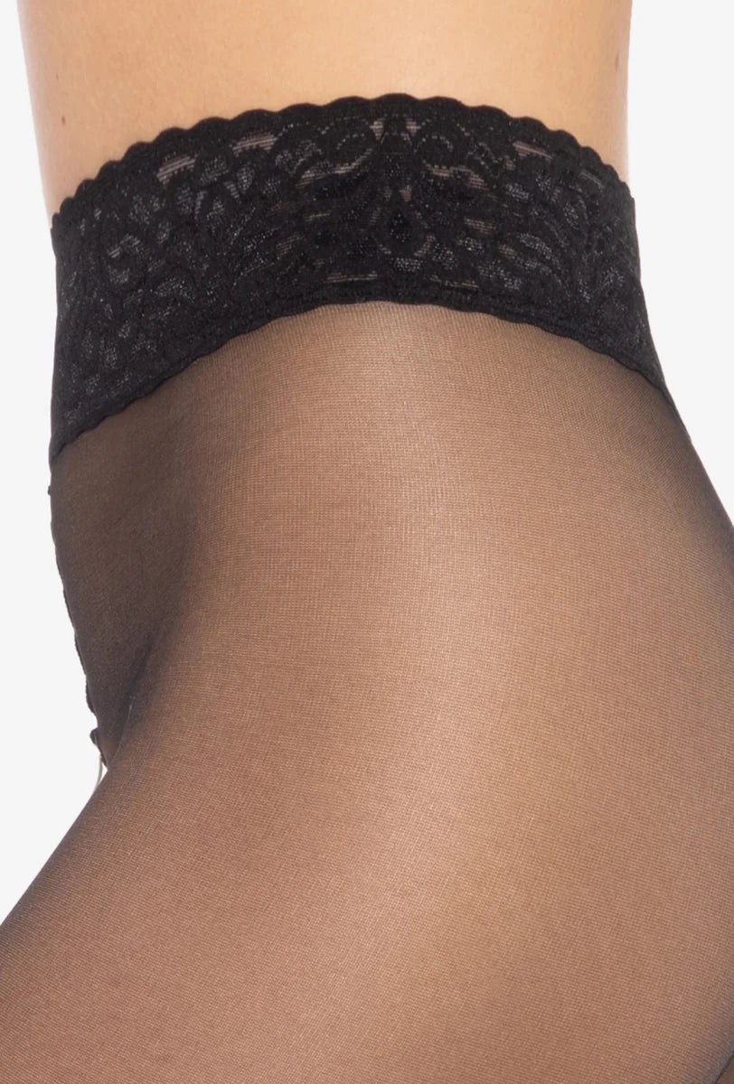 Gatta Softi-Comfi 30 Den Tights – Elegant Lace Waistband & Satin Finish - Velvet Touch Tights
