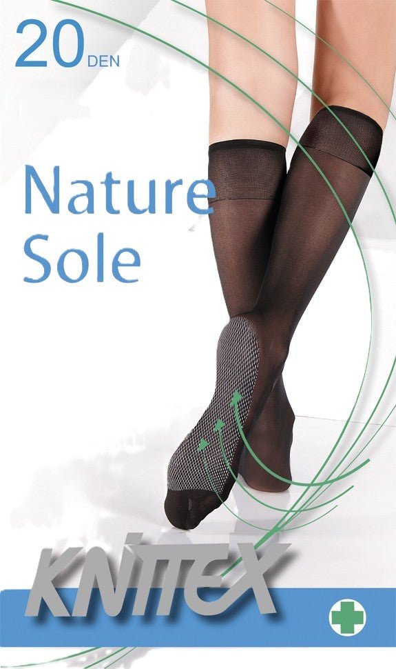Knitttex Nature Sole 20 Den – Knee‑Highs with Breathable Cotton Sole - Velvet Touch Tights