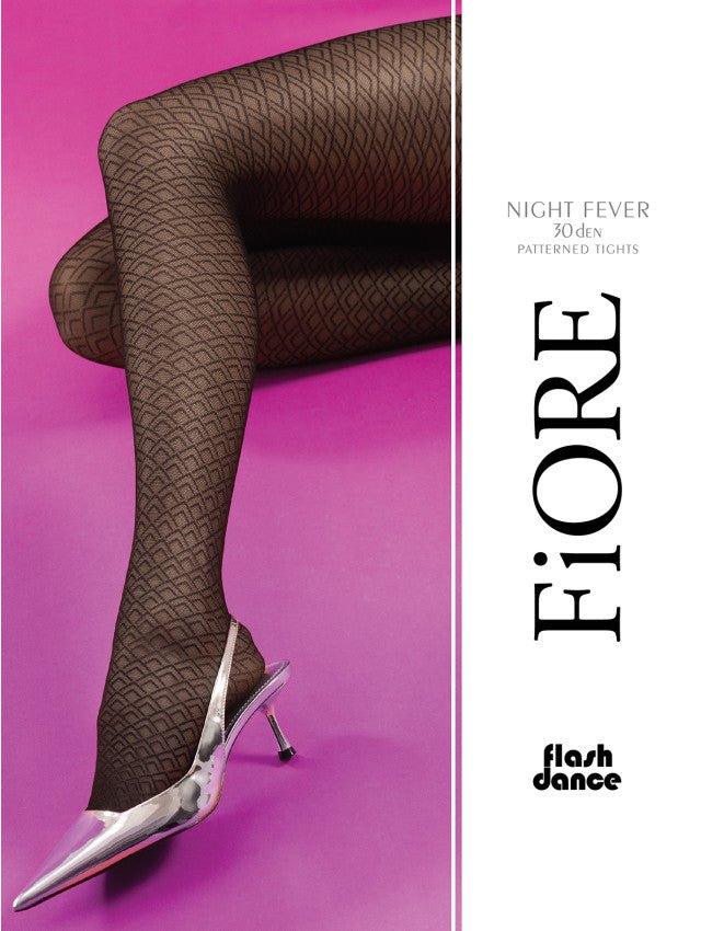 Fiore Night Fever 30 Den – Geometric Patterned Tights - Velvet Touch Tights