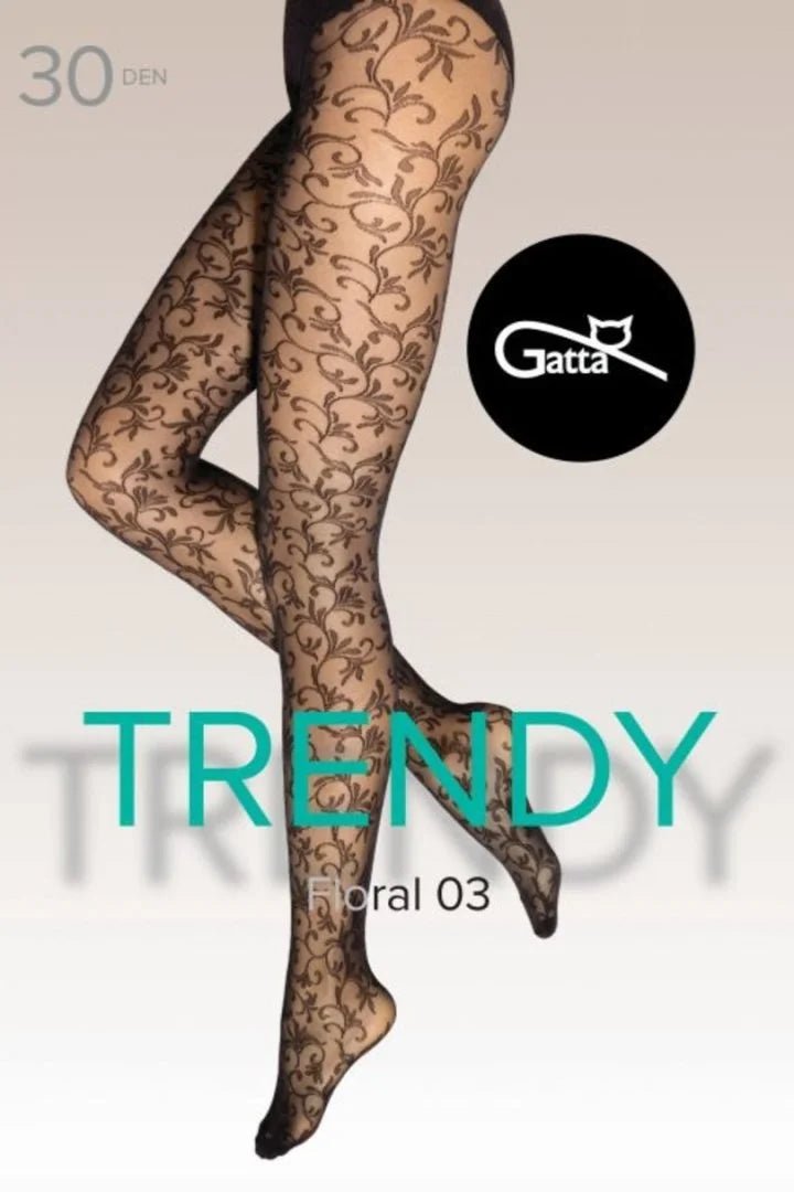 Gatta Floral Patterned Tights 03 – Elegant 30 DEN Matte Finish - Velvet Touch Tights