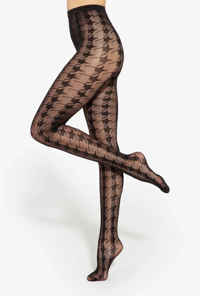 Gatta Runway No. 05 Houndstooth Fishnet Tights – Trendy & Elegant - Velvet Touch Tights
