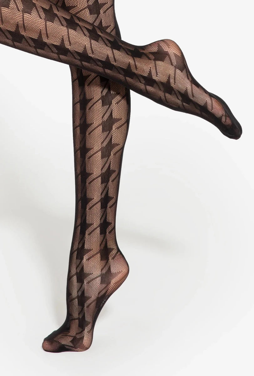 Gatta Runway No. 05 Houndstooth Fishnet Tights – Trendy & Elegant - Velvet Touch Tights