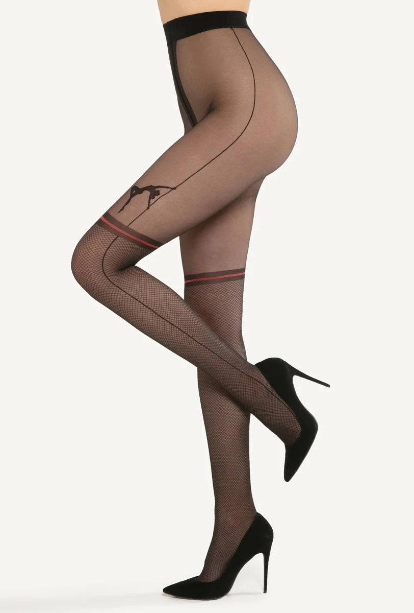 Gatta Rita No. 01 Tights – 20 Den, Sensual & Elegant with Pole Dance Motif - Velvet Touch Tights