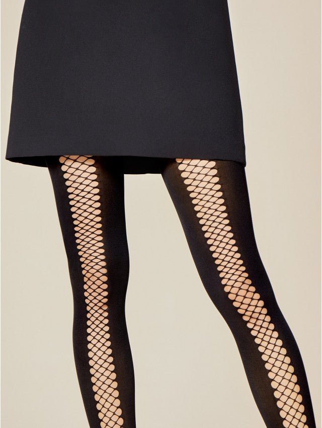 Fiore Rapide 40 Den Tights – Tights with Fishnet Detail - Velvet Touch Tights