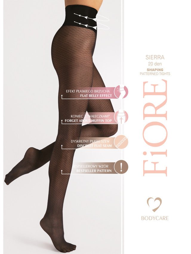 Fiore Sierra 20 Den – Shaping Mesh Tights - Velvet Touch Tights