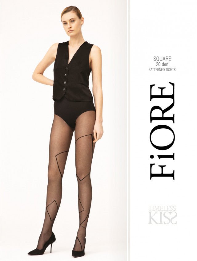 Fiore Square 20 Den – Sheer Geometric Tights - Velvet Touch Tights