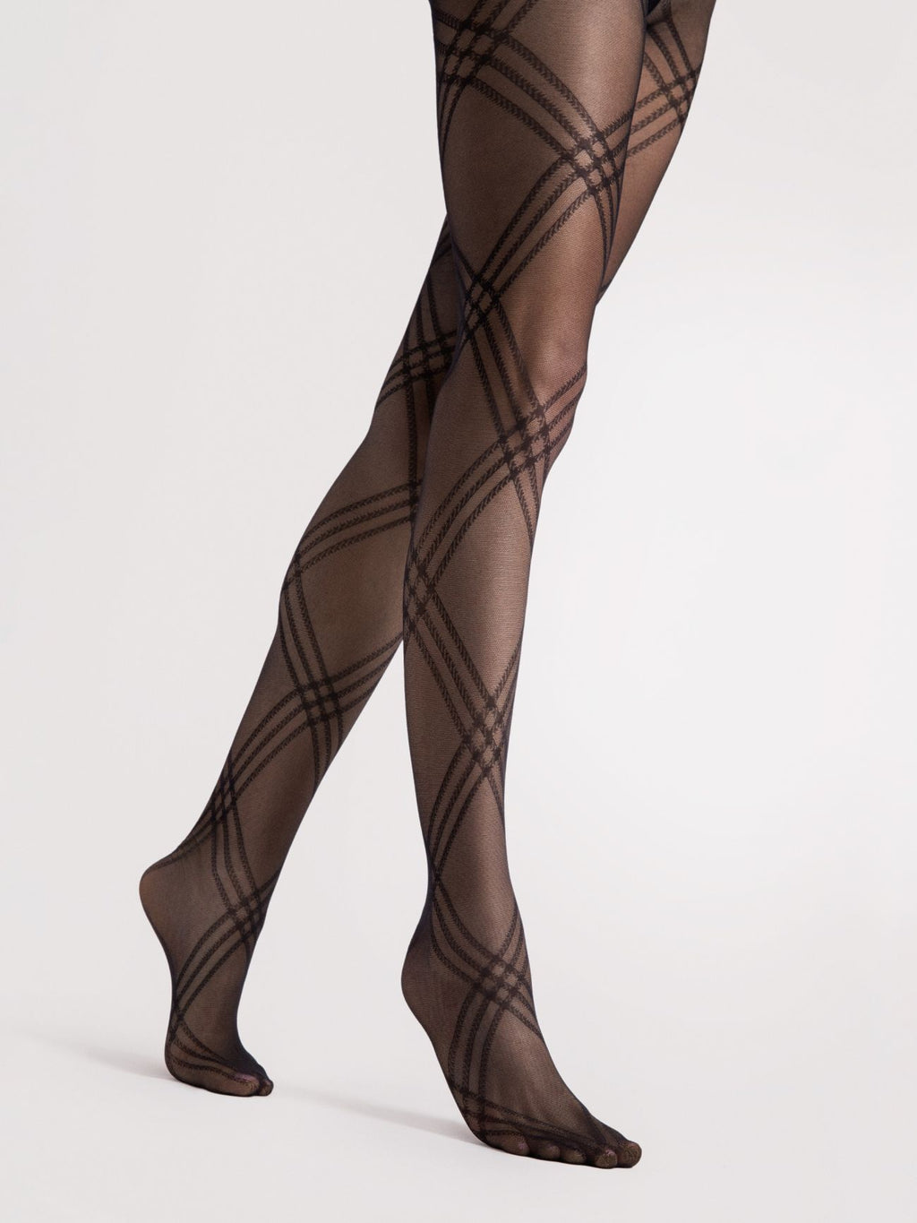 Fiore Tess 30 Den Tights – Elegant Classic Check Pattern