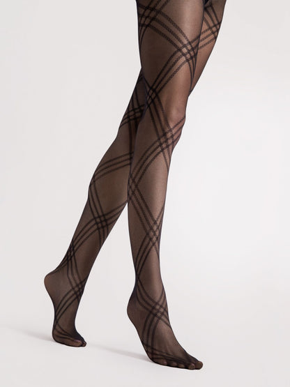 Fiore Tess 30 Den Tights – Elegant Classic Check Pattern