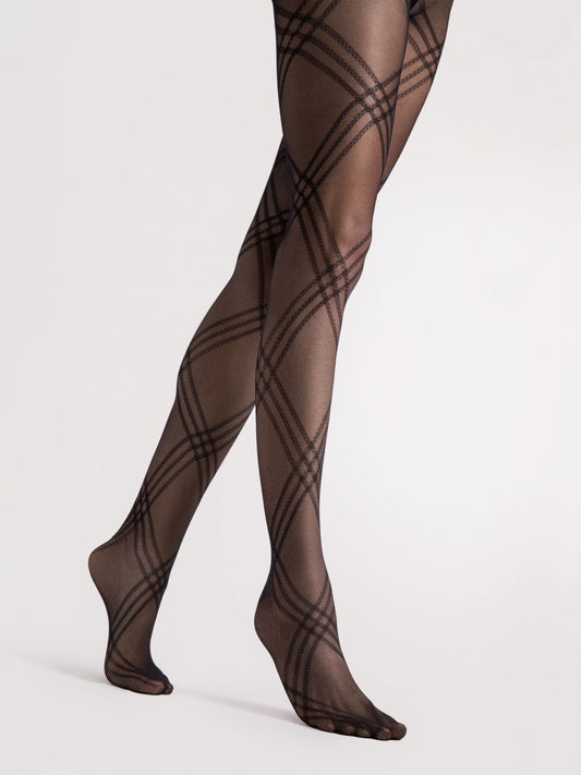 Fiore Tess 30 Den Tights – Elegant Classic Check Pattern