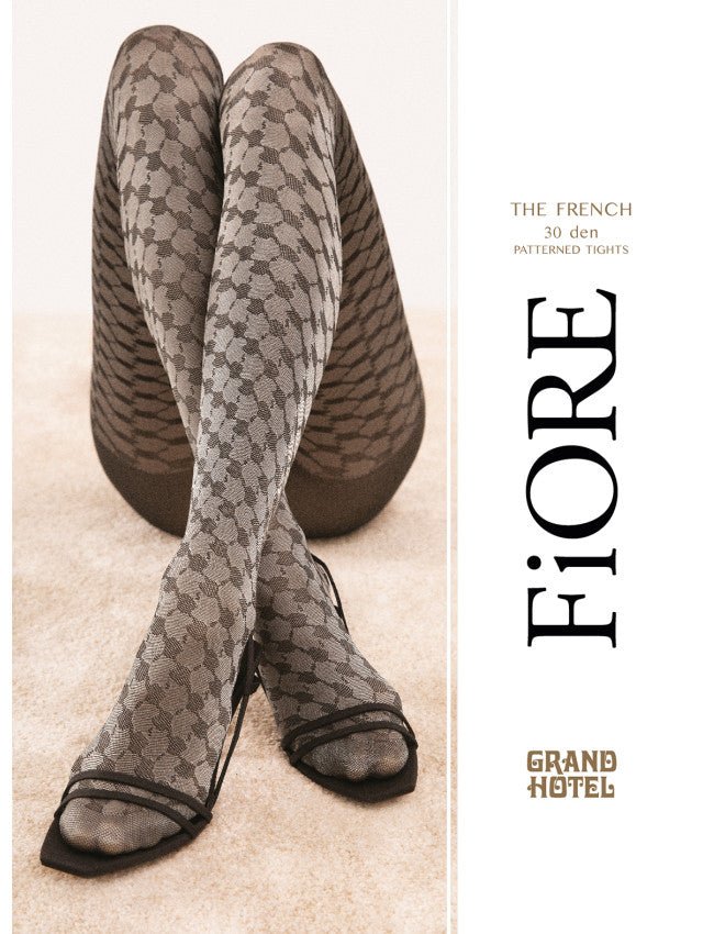 Fiore The French 30 Den – Elegant Houndstooth Tights - Velvet Touch Tights