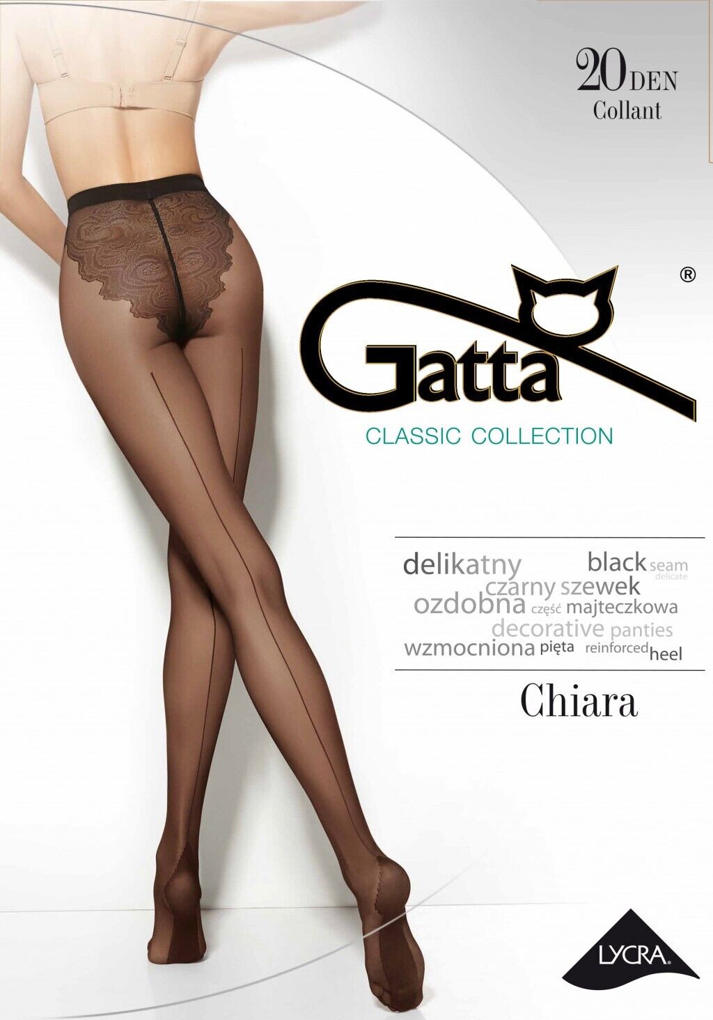 GATTA Chiara 20 Den – Elegant Sheer Tights with Seam & Bikini Panty