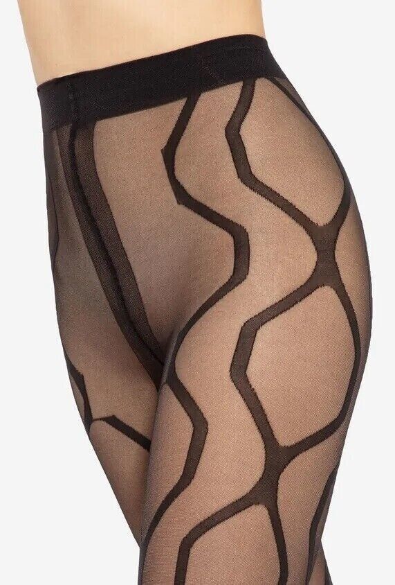 GATTA Modern No 5 Geometric Tights – Artistic Opaque & Sheer Pattern - Velvet Touch Tights