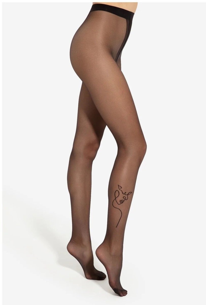 GATTA ART TATOO Tights – 20 Den Tattoo-Style Calf Pattern, Matte Finish - Velvet Touch Tights