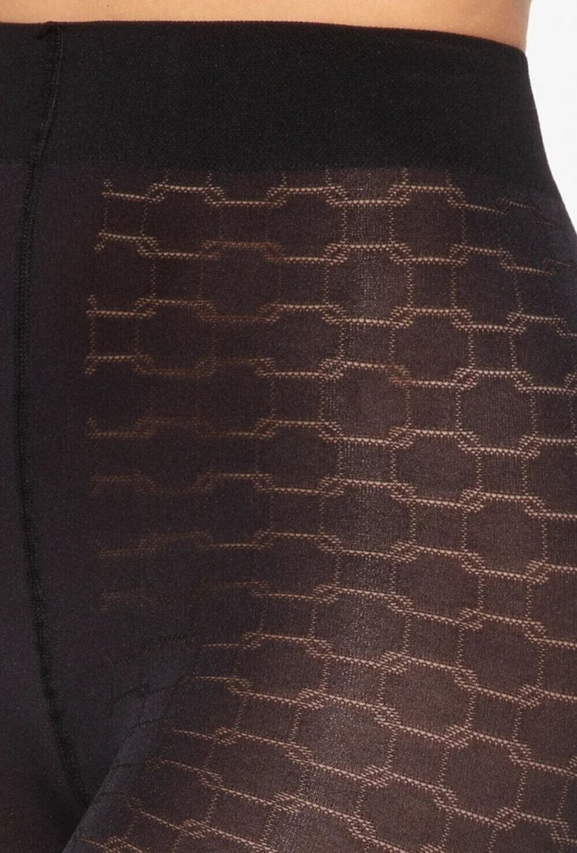 GATTA Loretta 136 Black Tights: 50 DEN, chain pattern, sleek fit - Velvet Touch Tights