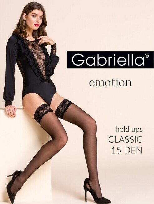 GABRIELLA CALZE Hold-Up Stockings 15 DEN – Elegant Lace Top Stay-Ups