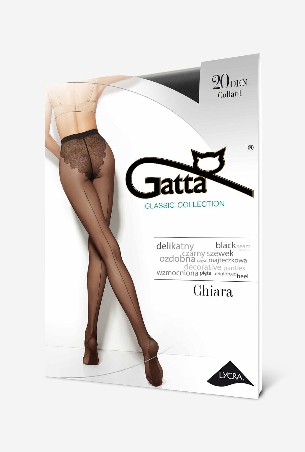 GATTA Chiara 20 Den – Elegant Sheer Tights with Seam & Bikini Panty