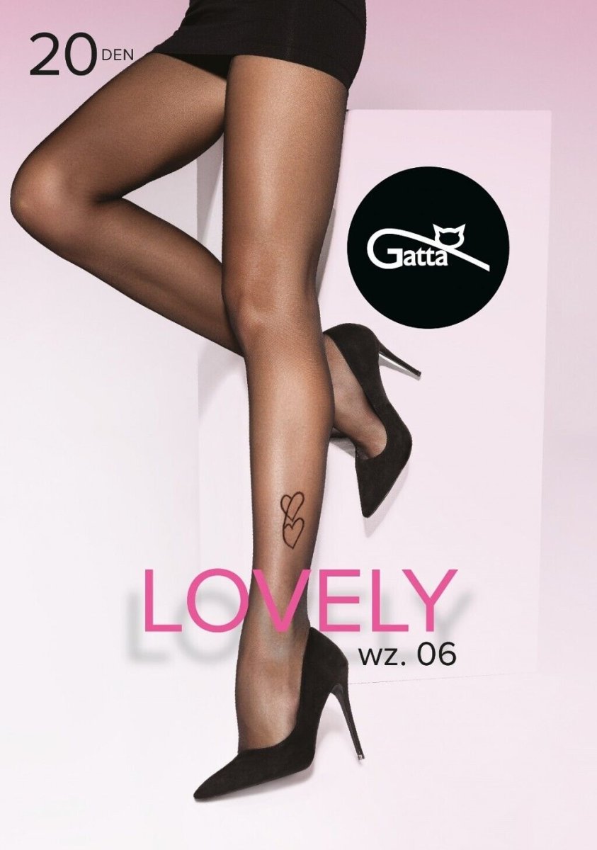 Gatta Lovely No. 06 Tights 20 Den Heart Patterned, Soft & Durable - Velvet Touch Tights