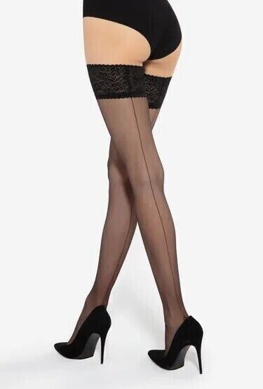 Gatta Matilde Hold-up Stockings 15 Den -Back Seam & Silicone Lace Top