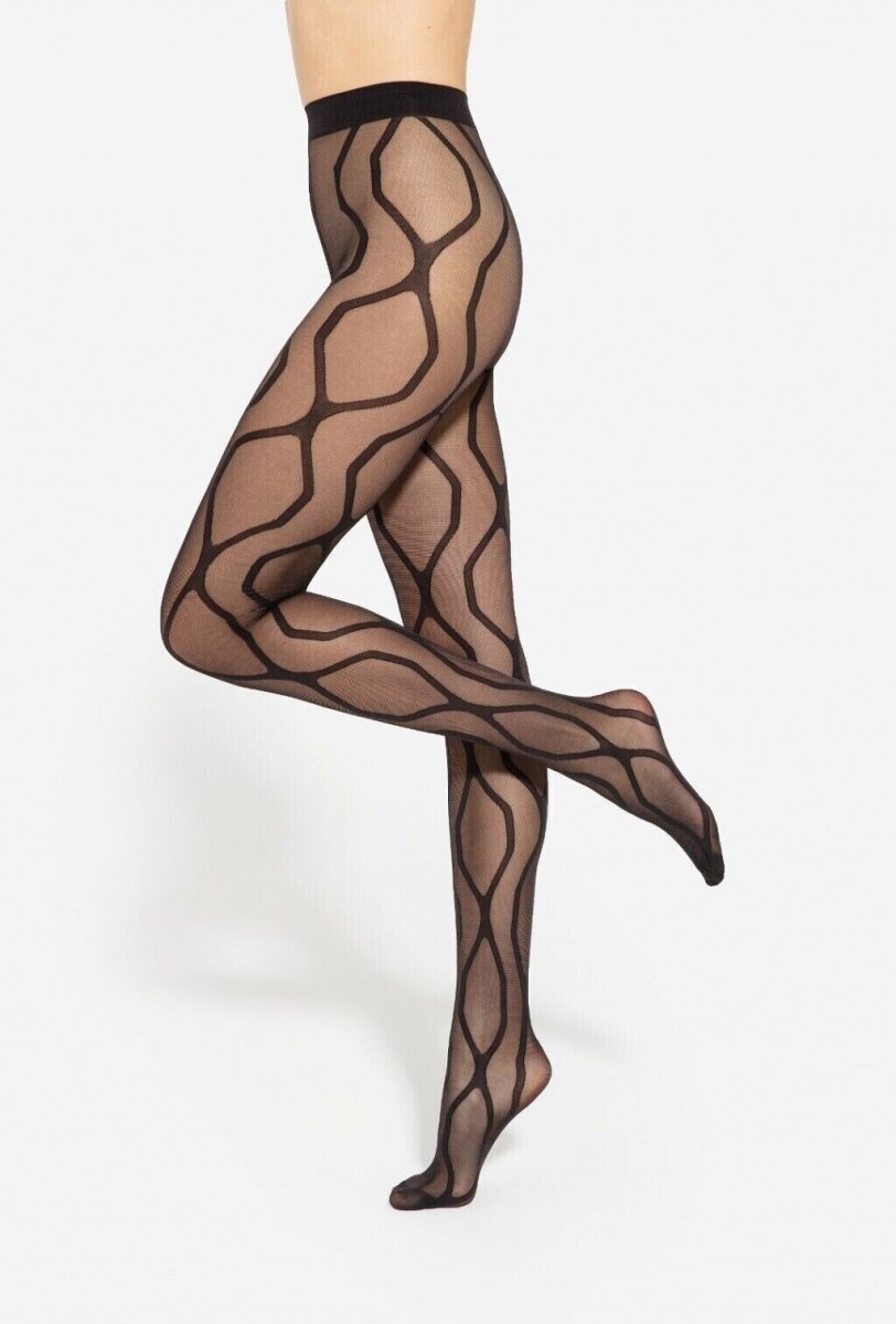 GATTA Modern No 5 Geometric Tights – Artistic Opaque & Sheer Pattern - Velvet Touch Tights