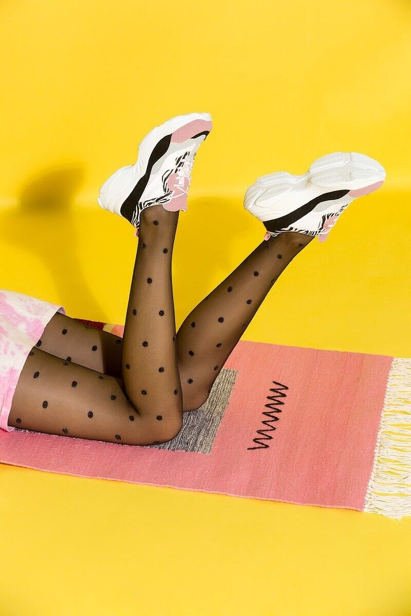 Gabriella Eva 20 Den Tights – Elegant Black Polka Dot Patterned - Velvet Touch Tights