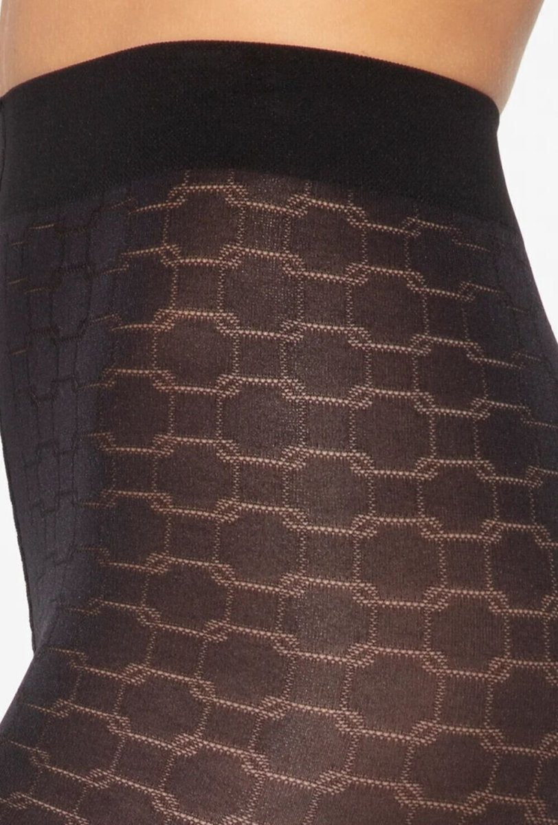 GATTA Loretta 136 Black Tights: 50 DEN, chain pattern, sleek fit - Velvet Touch Tights