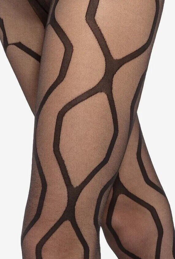 GATTA Modern No 5 Geometric Tights – Artistic Opaque & Sheer Pattern - Velvet Touch Tights