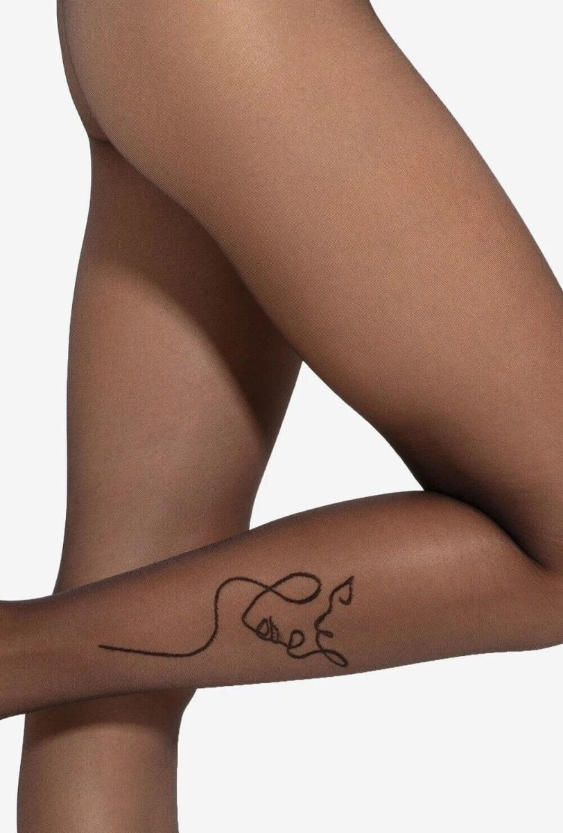 GATTA ART TATOO Tights – 20 Den Tattoo-Style Calf Pattern, Matte Finish - Velvet Touch Tights