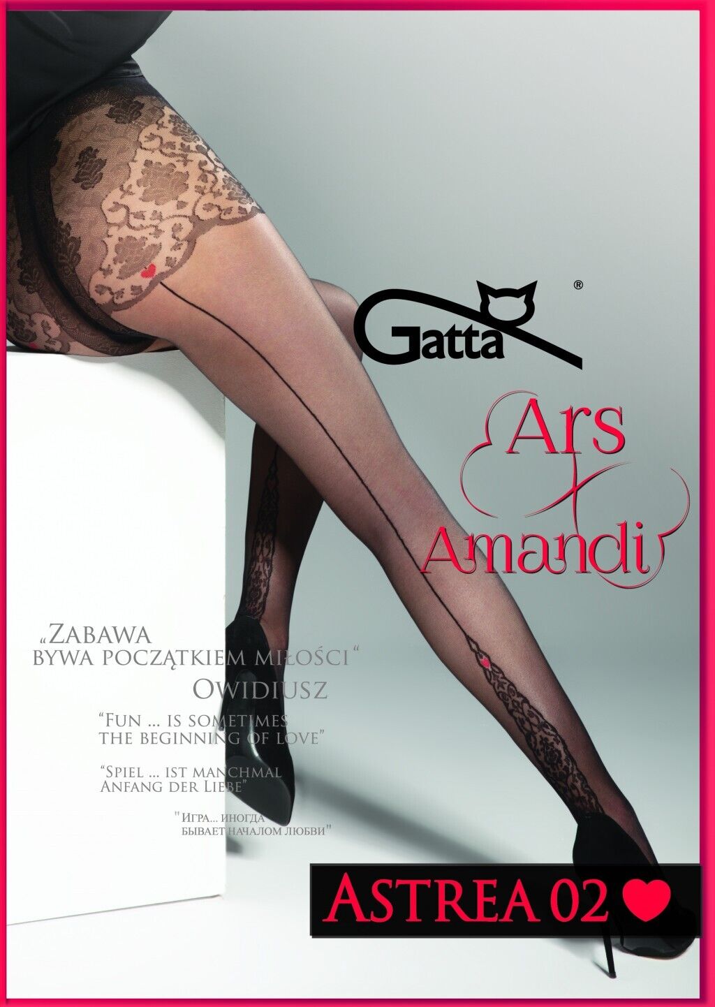 GATTA Ars Astrea 02 - 20 Den Tights with Back Seam & Lace Heart Detail