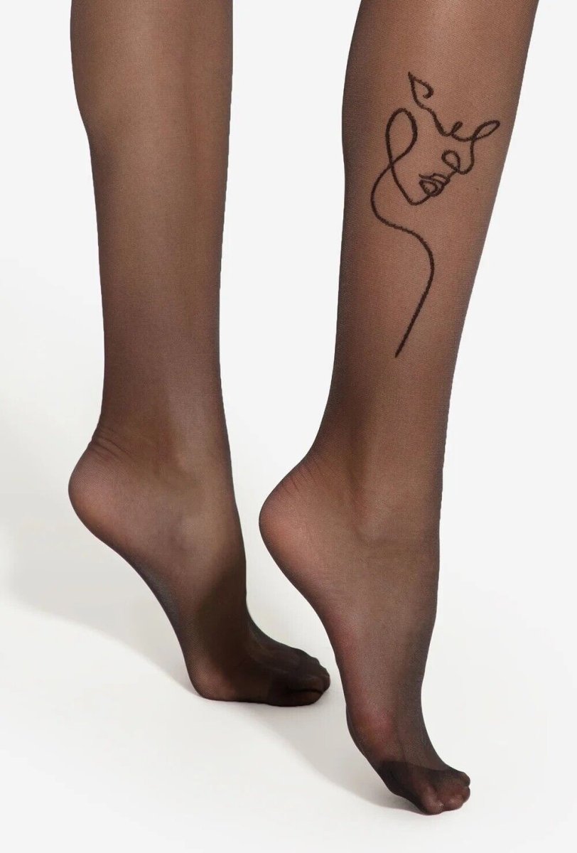 GATTA ART TATOO Tights – 20 Den Tattoo-Style Calf Pattern, Matte Finish - Velvet Touch Tights